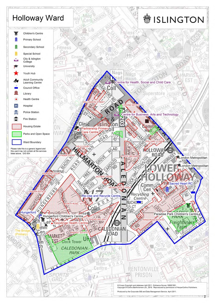 [map showing boundaries of Holloway Ward in Islington]